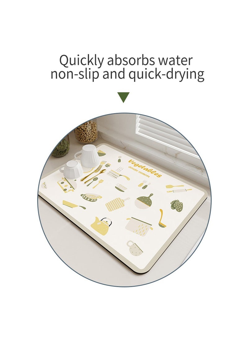 50cm*58cm Drainage mat for countertop, Diatomaceous earth mat for tableware drying, Absorbent anti-drip protector drainer, Coffee bar mat, Sink drain board mat for kitchen, bathroom, toilet countertop