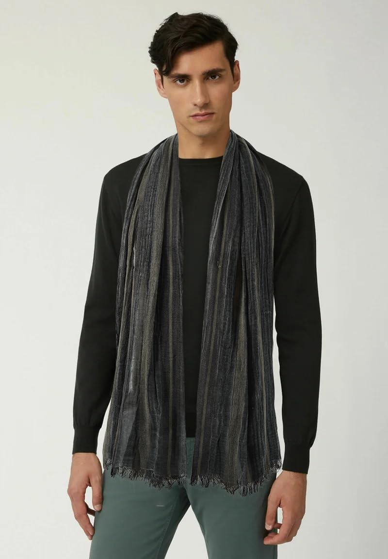 GERINLY Color Block Winter Scarf for Men Long Neck Wraps Shawl Urbanstyle Scarf Gift for Men - Image 1