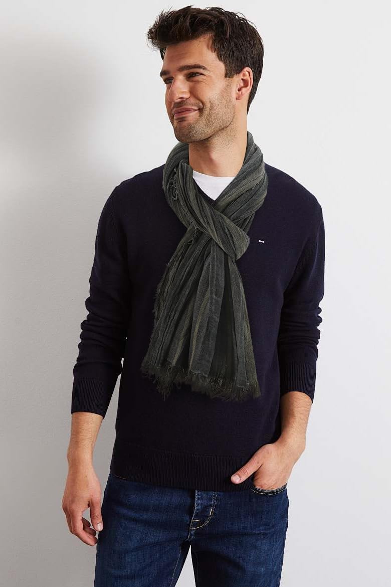 GERINLY Color Block Winter Scarf for Men Long Neck Wraps Shawl Urbanstyle Scarf Gift for Men - Image 2