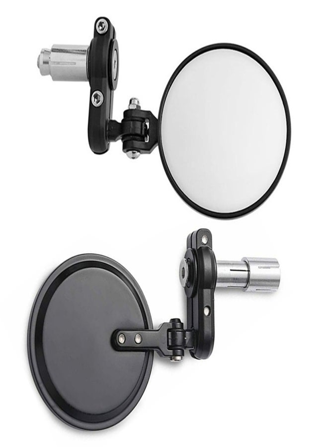 Universal Motorcycle Mirrors 3 Inch Round Folding Bar End Side Mirror Rearview Mirror For 22MM Handlebar - Image 1