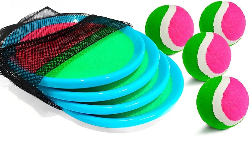 Jalunth Ball Catch Set Games Toss Paddle Pool Beach Toys Back Yard Outdoor Games Backyard Throw Sticky Set Age 3 4 5 6 7 8 9 10 11 12 Years Old Boys Girls Kids Adults Family Easter Gifts Azure - Image 2