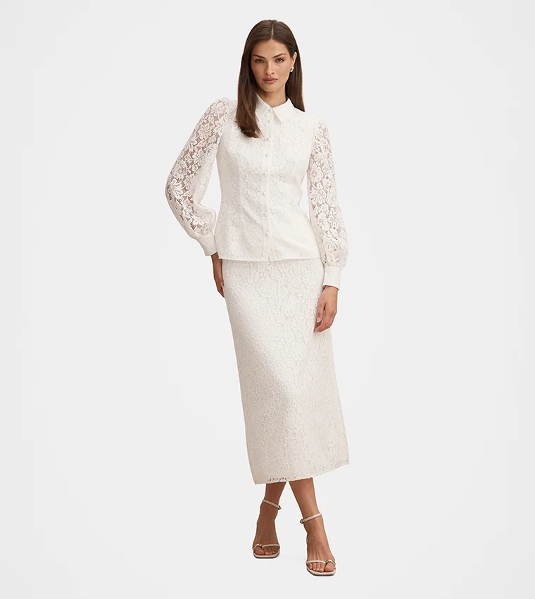 Forever New  Loretta Lace Midi Skirt for Women | Best Price UAE