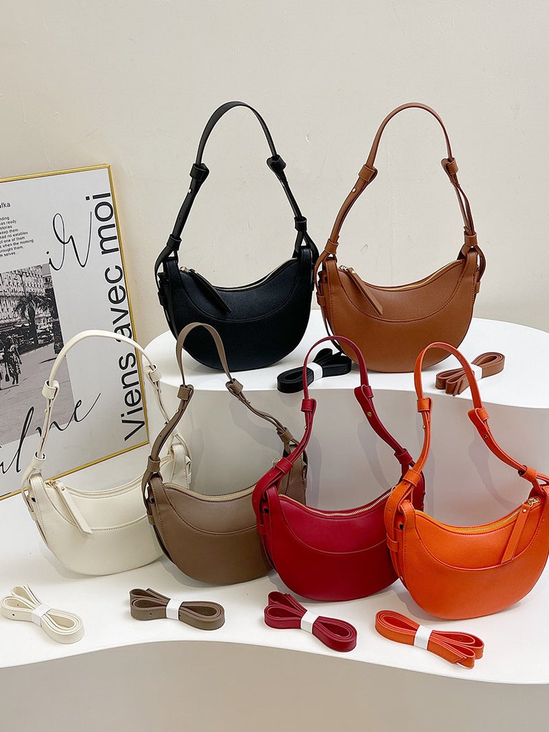 New Moon Bag French Polene Light Luxury Explosive High-End Stitching Shoulder Crossbody Bag Underarm Bags - Image 3