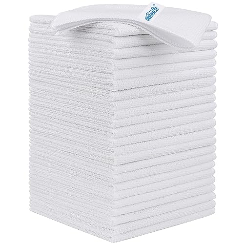 HOMEXCEL Showstopper HOMEXCEL Microfiber Cleaning Cloths, 24 Pack Cleaning Towels for Kitchen, Lint Free, Scratch-Free, Highly Absorbent, and Reusable Cleaning Rags, 11.5 X11.5 inch White - Image 1
