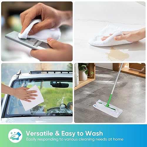 HOMEXCEL Showstopper HOMEXCEL Microfiber Cleaning Cloths, 24 Pack Cleaning Towels for Kitchen, Lint Free, Scratch-Free, Highly Absorbent, and Reusable Cleaning Rags, 11.5 X11.5 inch White - Image 5