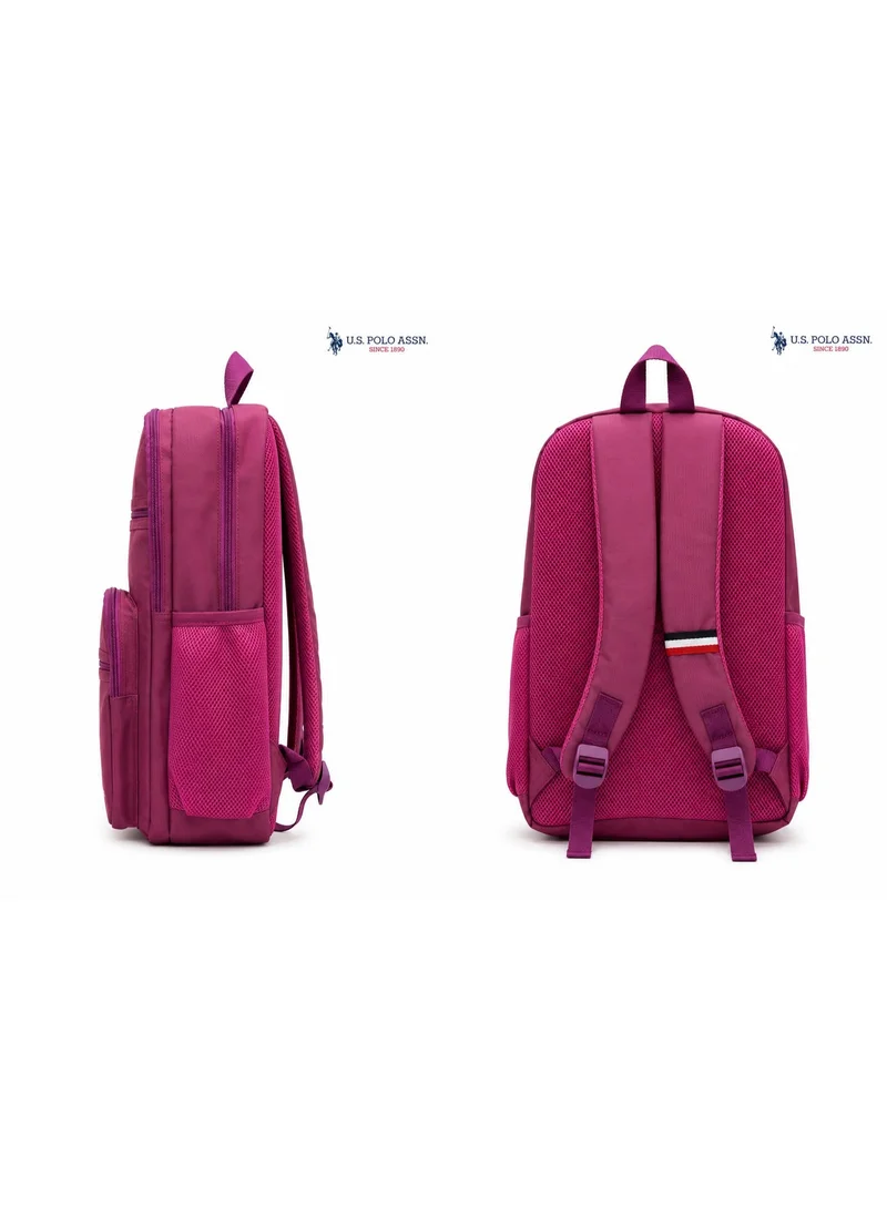 U.S. Polo Assn. U.S. Polo Assn. Classic Berry Tonal Layered Pocket Backpack for School and Office MultiCompartment Bag for Campus