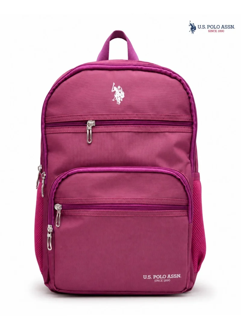 U.S. Polo Assn. U.S. Polo Assn. Classic Berry Tonal Layered Pocket Backpack for School and Office MultiCompartment Bag for Campus