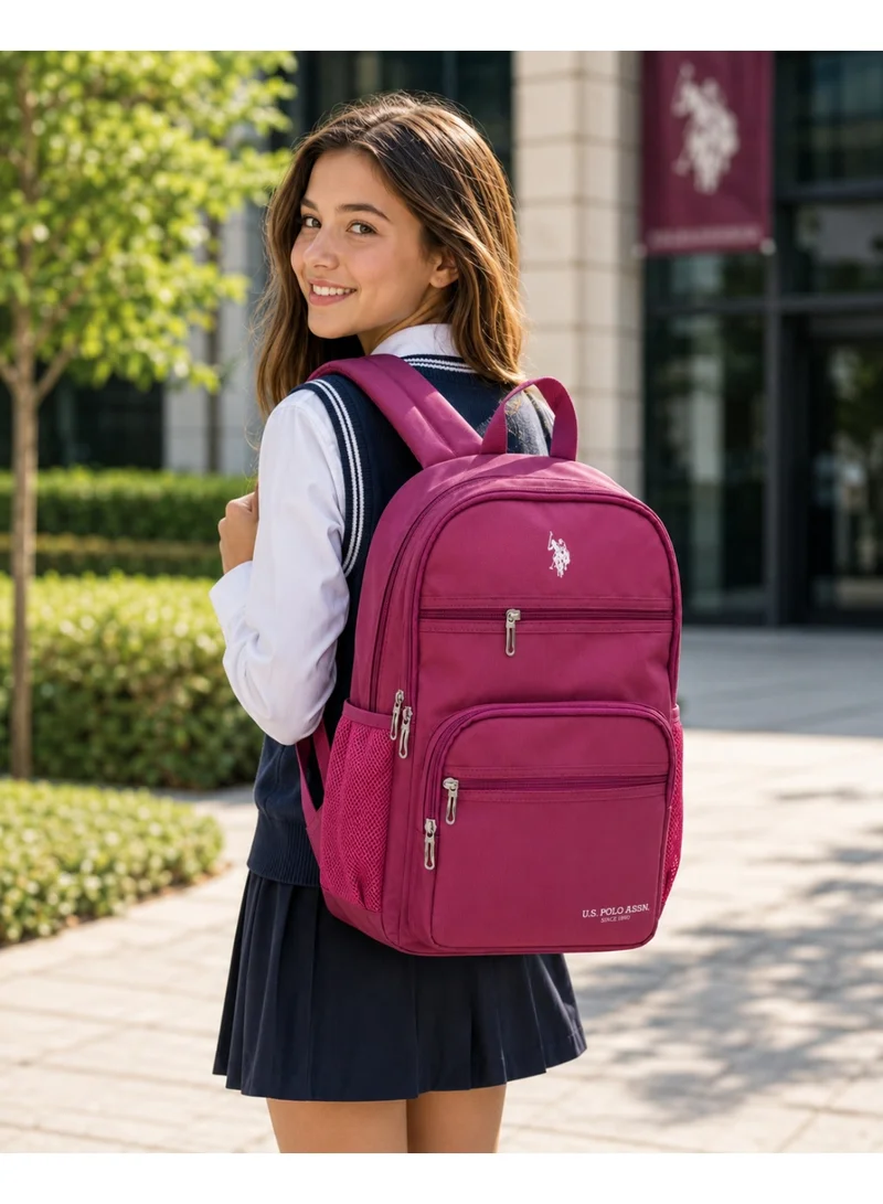 U.S. Polo Assn.  U.S. Polo Assn. Classic Berry Tonal Layered Pocket Backpack for School and Office MultiCompartment Bag for Campus  | Best Price UAE