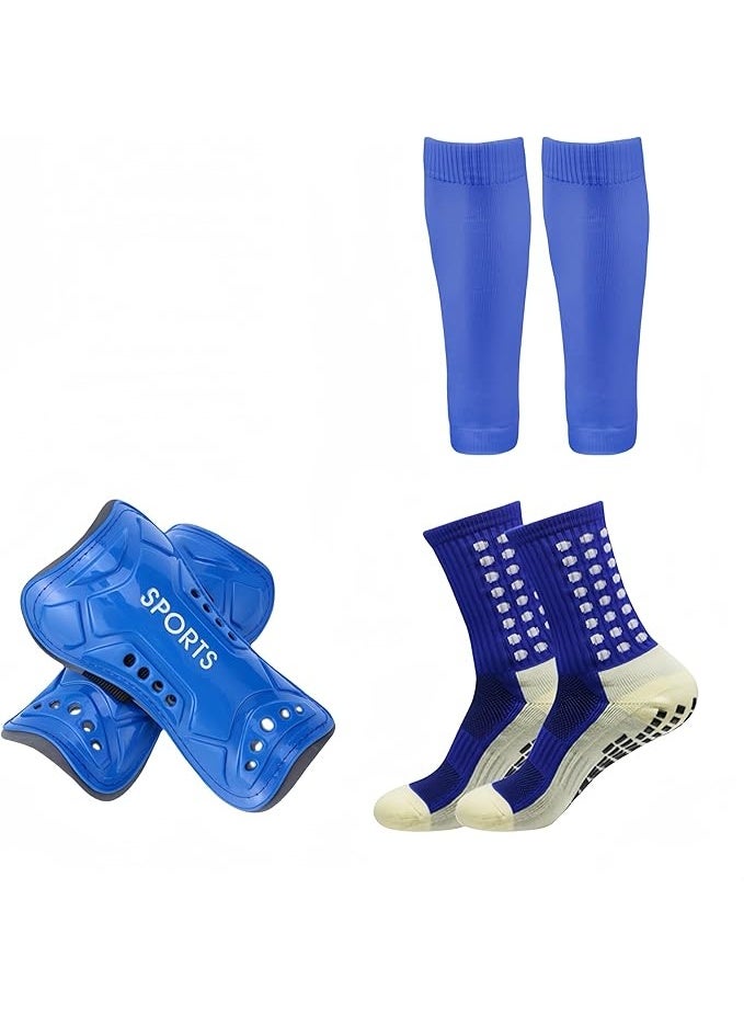Showday Soccer Shin Guards for Men Soccer Socks Football Calf Shin Pads Mens Grip Soccer Socks Shin Sleeves Socks for Soccer Football 3pair Set - Image 1