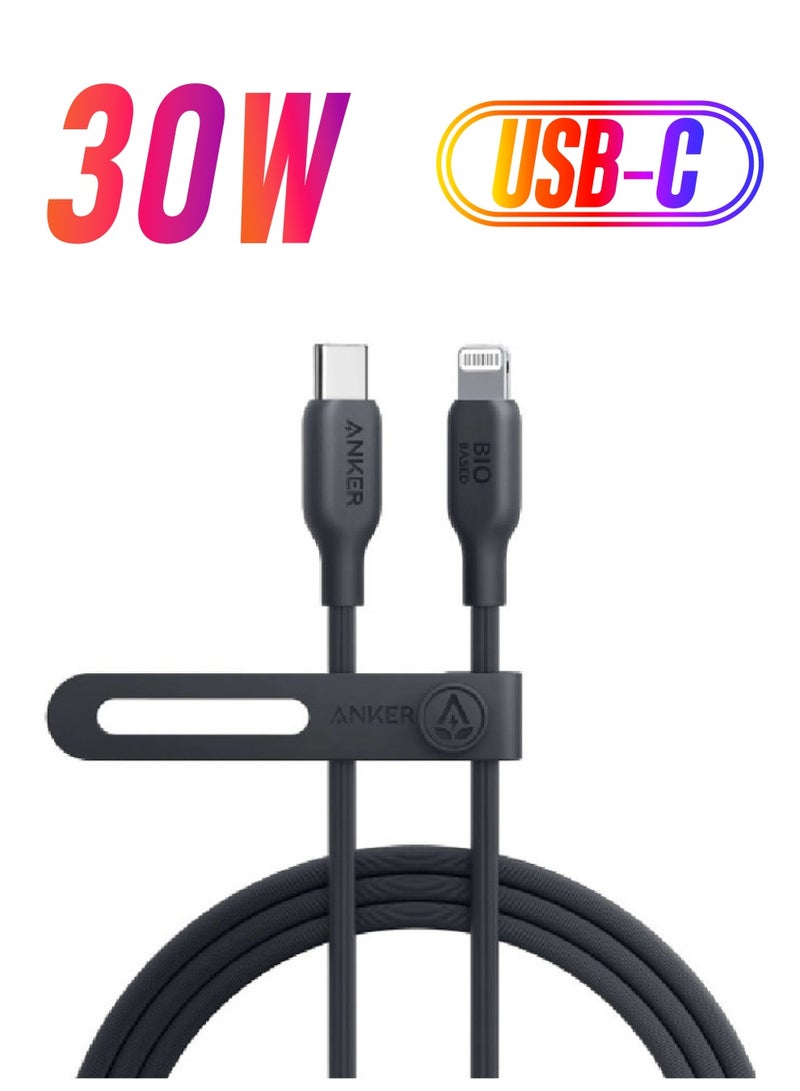 Anker 542 USB-C to Lightning Bio-Based 3ft Cable A80B1H11 Black - Image 1