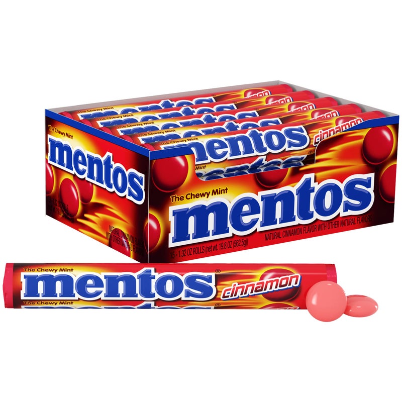 Mentos Chewy Mint Candy Roll Cinnamon Mint Candies 14 Pieces Per Roll 15 Count Party Pack - Image 3