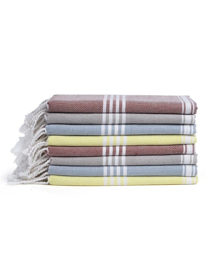 Arrabi Multi Stripes Handwoven Cotton Hand Towel (Set of 8) | ARHT-1010-11-12-13-x8 - Image 3