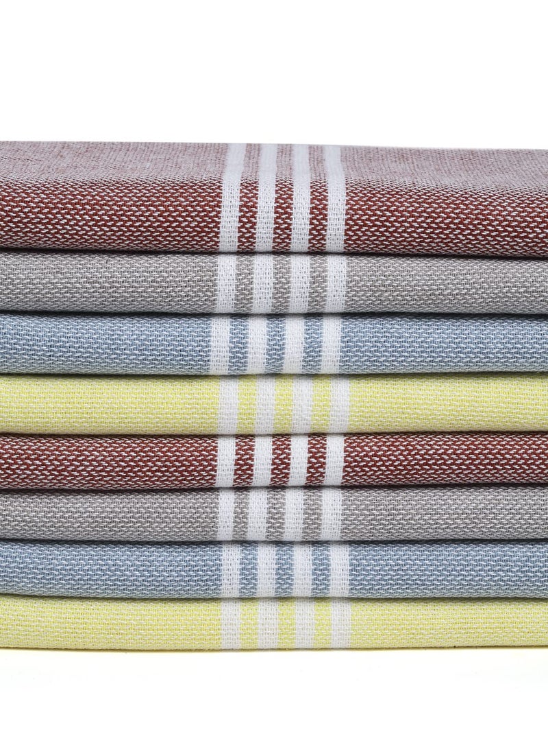 Arrabi Multi Stripes Handwoven Cotton Hand Towel (Set of 8) | ARHT-1010-11-12-13-x8 - Image 2