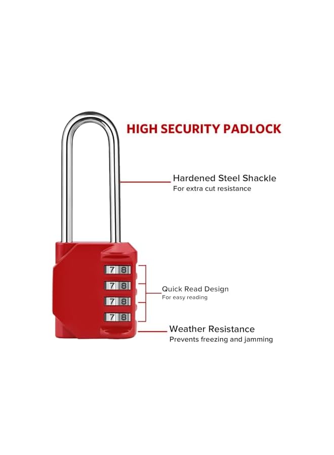 PROMASS PROMASS 2PCS Luggage Combination Lock - Portable Travel Combination Lock, 4-Digit Code, Safe And Reliable, Suitable For Luggage, Backpacks, Lockers, Toolboxes (Red)  - Image 3