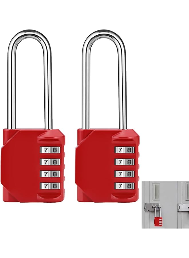 PROMASS PROMASS 2PCS Luggage Combination Lock - Portable Travel Combination Lock, 4-Digit Code, Safe And Reliable, Suitable For Luggage, Backpacks, Lockers, Toolboxes (Red)  - Image 1