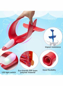 Y&D LED Light Airplane Toys,17.5" Large Throwing Foam Plane,2 Flight Mode Glider Plane,Outdoor Sport Game Toys,Foam Airplane, Girls 4 Pack （Random Color）  - Image 5