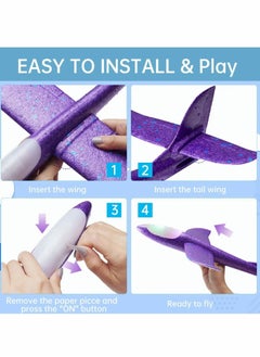 Y&D LED Light Airplane Toys,17.5" Large Throwing Foam Plane,2 Flight Mode Glider Plane,Outdoor Sport Game Toys,Foam Airplane, Girls 4 Pack （Random Color）  - Image 4