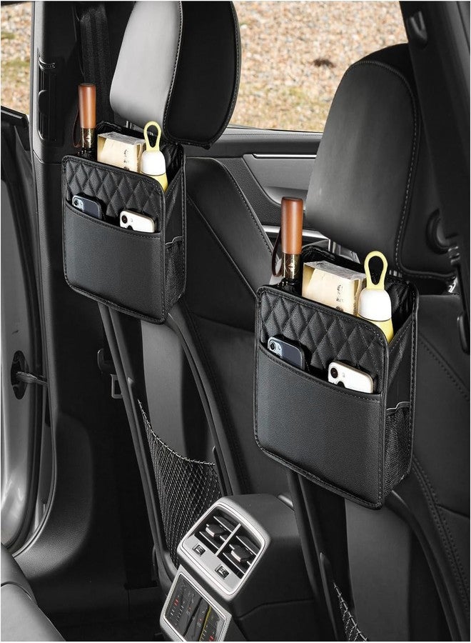 BLIXAR Car Seat Back Hanging Bag,Car Seat Back Organizer Leather,Backseat Car Organizer,Car Storage Organizer Back Seat Hanging,Universal Car Seat Organizer(Black,2PC) - Image 1