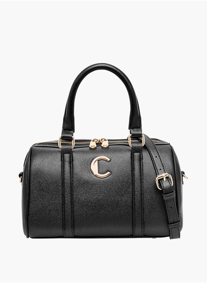 Le Confort Women Solid Bowler Bag with Detachable Strap and Zip Closure  - Image 1