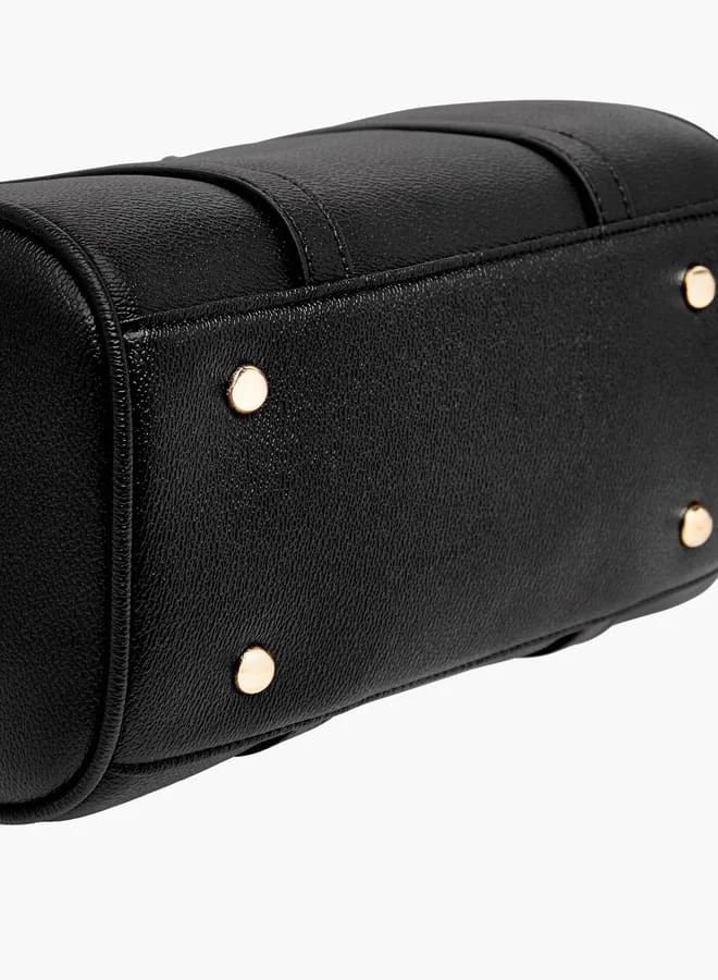 Le Confort Women Solid Bowler Bag with Detachable Strap and Zip Closure