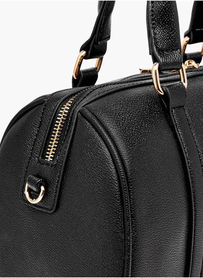 Le Confort Women Solid Bowler Bag with Detachable Strap and Zip Closure  - Image 5
