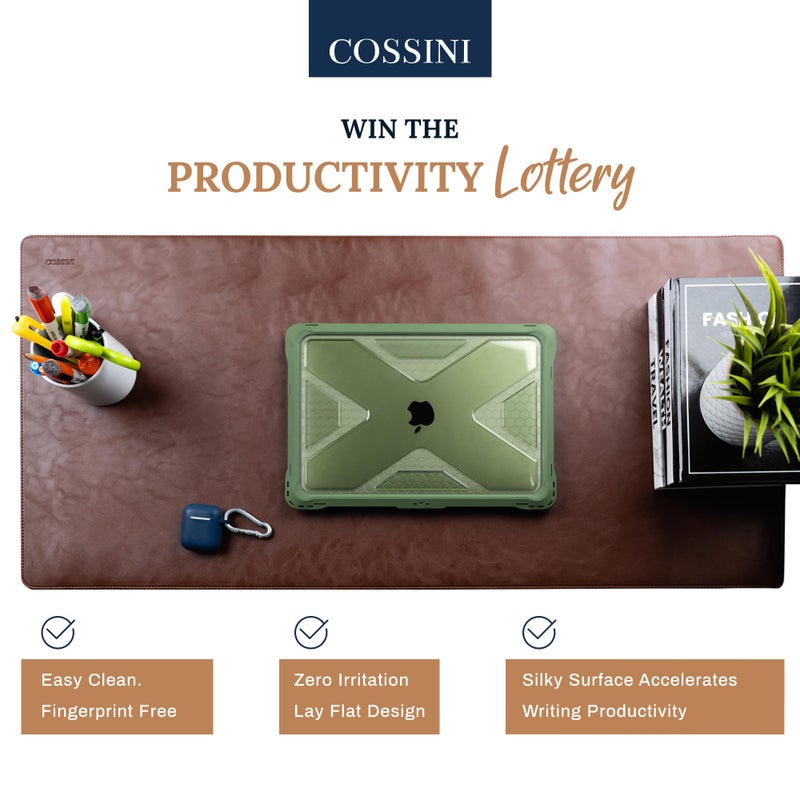 Cossini XL Desk Pad - Large Vegan Leather Desk Mat (17 x 36) - Buttery Smooth Writing, Damage Blocking, Non-Slip, Waterproof - Home Office Computer Desk Protector Blotter Laptop Keyboard Mouse Pad - Image 2