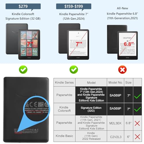 FUWANG Case for All-New 7" Kindle Paperwhite 12th Generation 2024 & Kindle Colorsoft Signature Edition - PU Leather Slim Lightweight Cover with Auto Wake/Sleep Case for Kindle Paperwhite 12th, Blue - Image 2