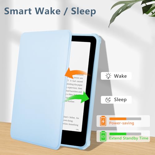 FUWANG Case for All-New 7" Kindle Paperwhite 12th Generation 2024 & Kindle Colorsoft Signature Edition - PU Leather Slim Lightweight Cover with Auto Wake/Sleep Case for Kindle Paperwhite 12th, Blue - Image 4
