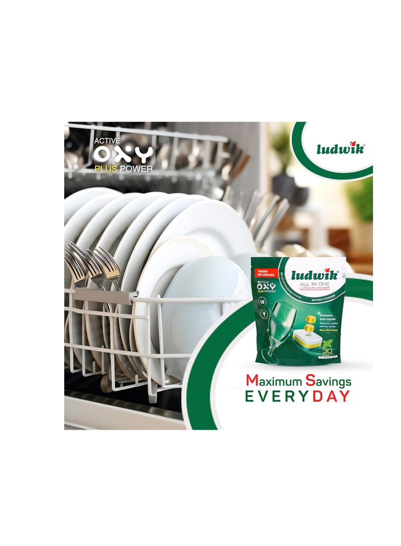 Ludwik All-In-One Lemon Dishwasher Tablets 30-Pieces - Image 3