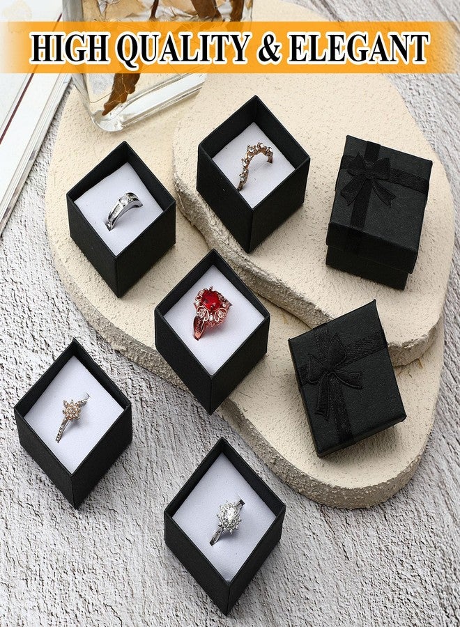 Yinkin 120 Pcs Cardboard Ring Gift Box Set with Bow Square Assorted Color Small Hard Earring Jewelry Gift Box for Birthdays Anniversaries Weddings, 1.6 x 1.6 In(Black) - Image 5