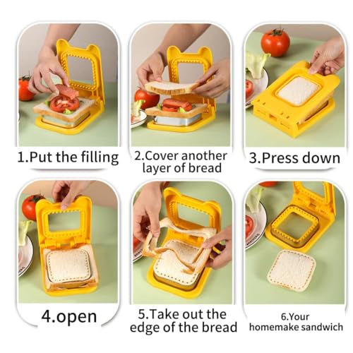 CHICHAUS Sandwich Cutter and Sealer, Square Pocket Sandwiches Cutter Uncrustables Maker, Sandwich Cutters for kids love lunchables (Red) - Image 4