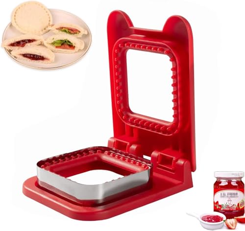 CHICHAUS Sandwich Cutter and Sealer, Square Pocket Sandwiches Cutter Uncrustables Maker, Sandwich Cutters for kids love lunchables (Red) - Image 1