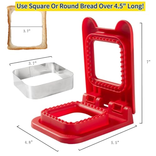 CHICHAUS Sandwich Cutter and Sealer, Square Pocket Sandwiches Cutter Uncrustables Maker, Sandwich Cutters for kids love lunchables (Red) - Image 5