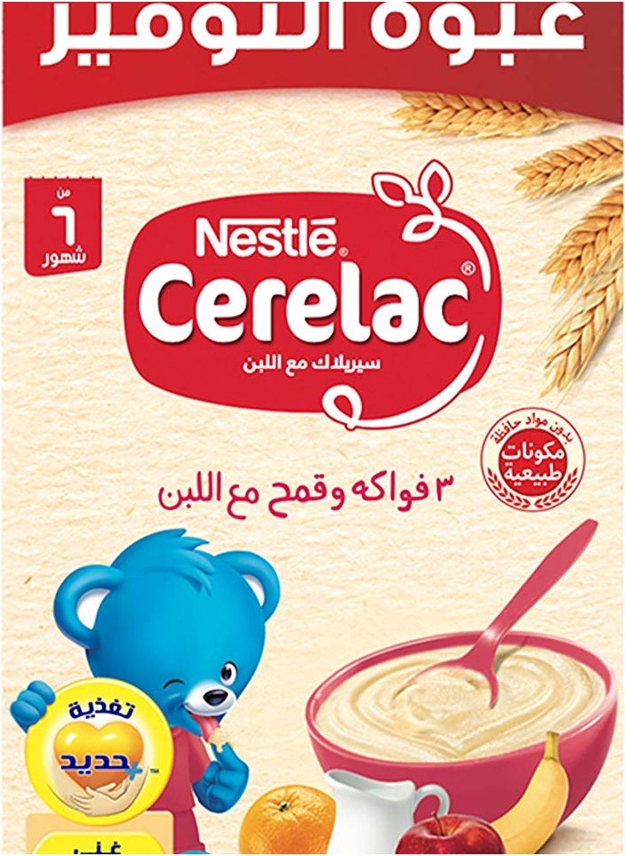 Cerelac - Nestle Cerelac 3 Fruits & Wheat With Milk, 500G - Image 1