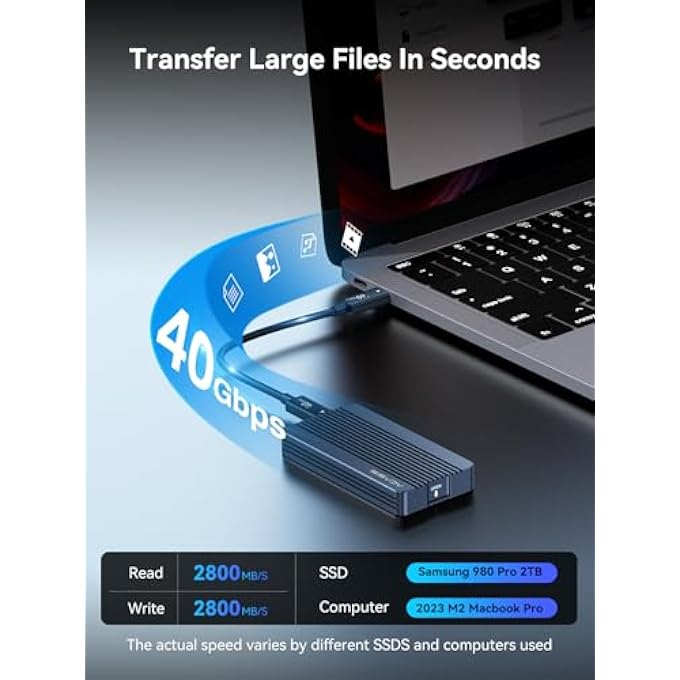 rayihni حاوية SSD NVME M.2 ACASIS بسرعة 40 جيجابت في الثانية، متوافقة فقط مع USB4، TBU405 Air لجهاز M1 M2 PRO/MAX، تركيب بدون أدوات، تدعم واجهة M-KEY B+M بحجم SSD 2280/2260/2242/2230 - Image 2