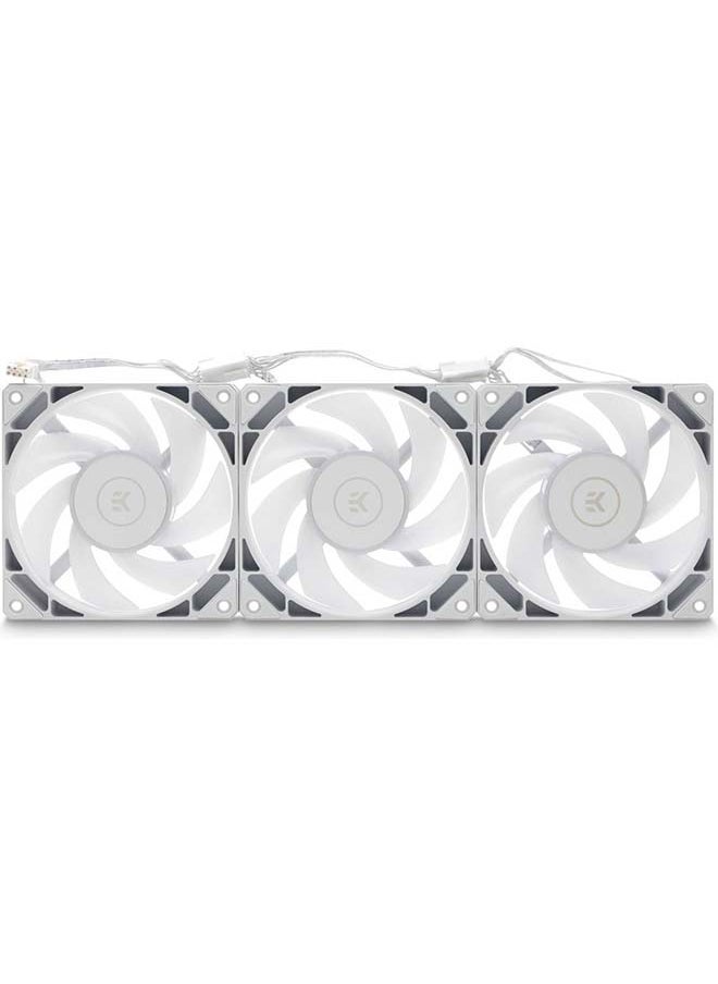 EK - EK-Nucleus AIO CR360 Lux D-RGB Liquid CPU Cooler, 360mm Radiator, 120mm EK-Loop FPT Fans, 2300 RPM FanSpeed, 72 CFM Airflow, Rotatable Pump Top, ARGB Lighting, White - Image 1