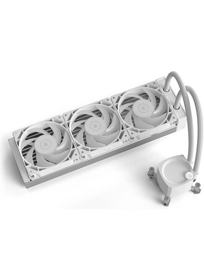 EK - EK-Nucleus AIO CR360 Lux D-RGB Liquid CPU Cooler, 360mm Radiator, 120mm EK-Loop FPT Fans, 2300 RPM FanSpeed, 72 CFM Airflow, Rotatable Pump Top, ARGB Lighting, White - Image 1