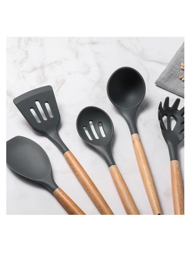 TD HOME 12-Piece Cooking Utensils Set With Handles Black/Brown 11.93inch  - Image 3