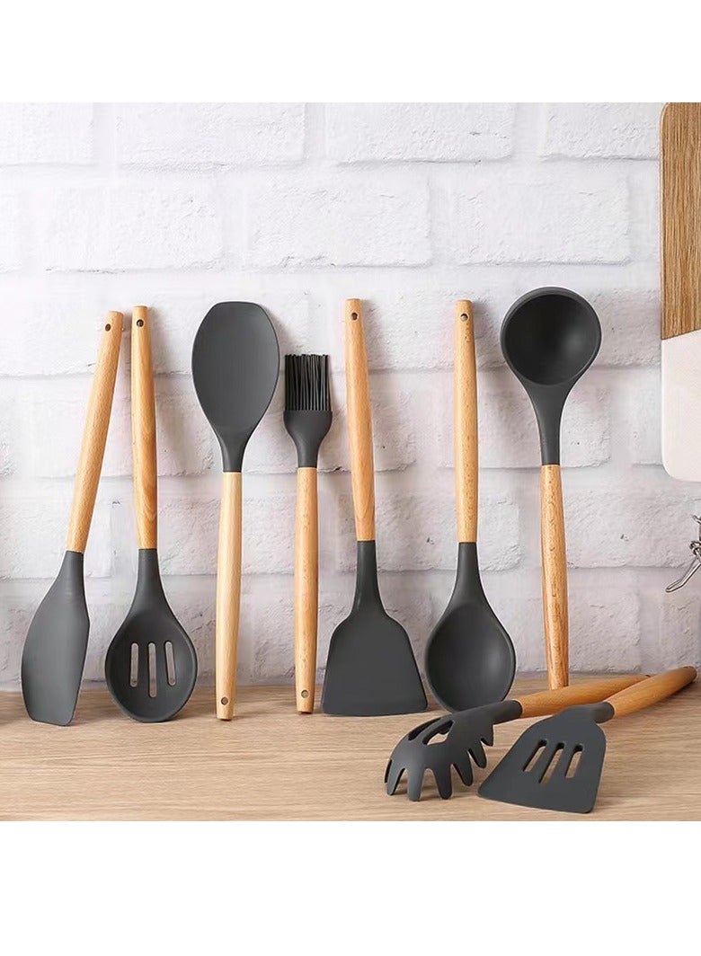 TD HOME 12-Piece Cooking Utensils Set With Handles Black/Brown 11.93inch  - Image 4