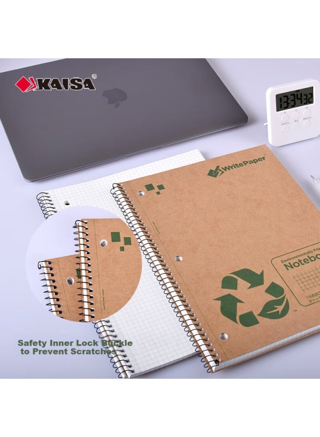 Kaisa (Kaisa) Grid Notebook A4/80 Sheets Three-Hole Spiral Vintage Kraft Paper Grid Notebook Mind Map Notepad 2 Pack (203X267Mm) - Image 4