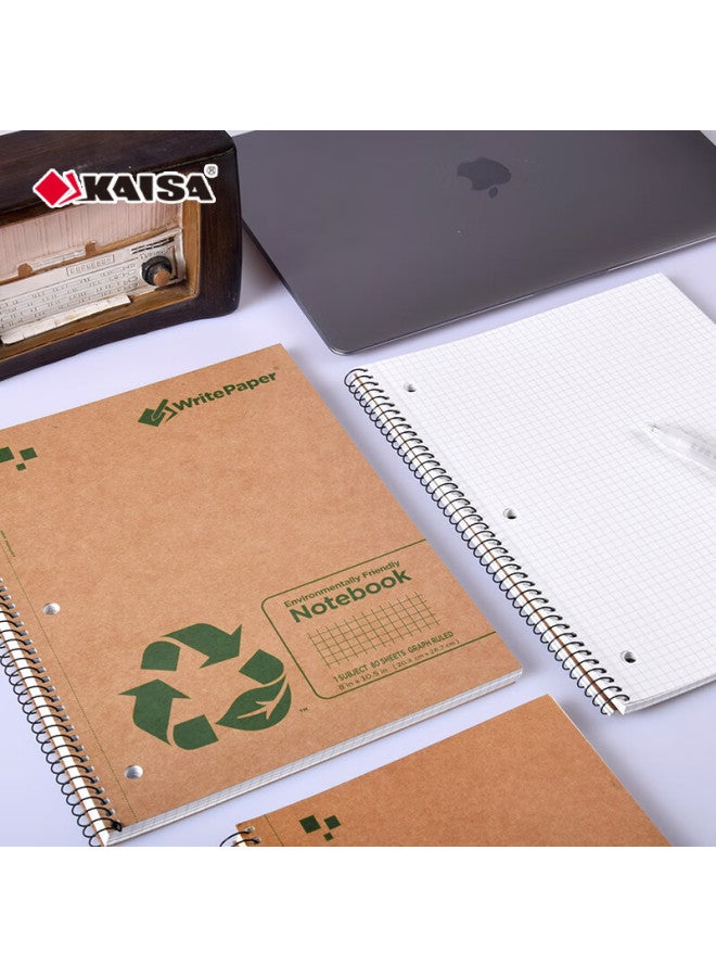 Kaisa (Kaisa) Grid Notebook A4/80 Sheets Three-Hole Spiral Vintage Kraft Paper Grid Notebook Mind Map Notepad 2 Pack (203X267Mm) - Image 5