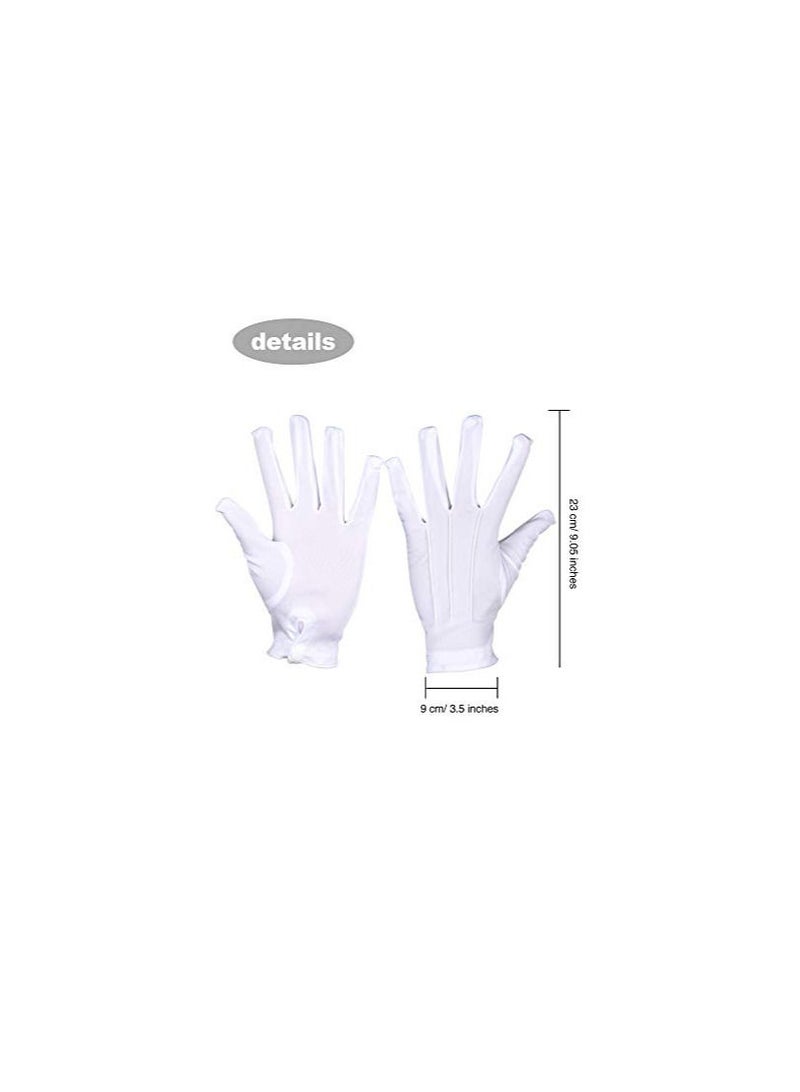 SYOSI White Gloves, 6 Pairs for Men Women Parade Pallbearer Gloves Nylon Gloves for Formal Cosplay Party Costume Supplies Police Server Funeral Formal Tuxedo Guard Parade, Majorette Dance Uniform - Image 4