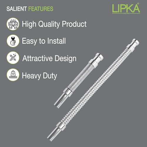 LIPKA Flexible Chrome Finish, PVC Waste Water Drain Outlet Pipe for Basin & Sink – 30 Inch Stretchable Drainage Tube | Waste Outlet Pipe for Kitchen Sink, Bathroom Basin, Washbasin & Drain Connection - Image 5