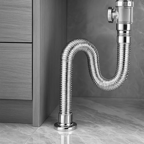 LIPKA Flexible Chrome Finish, PVC Waste Water Drain Outlet Pipe for Basin & Sink – 30 Inch Stretchable Drainage Tube | Waste Outlet Pipe for Kitchen Sink, Bathroom Basin, Washbasin & Drain Connection - Image 4