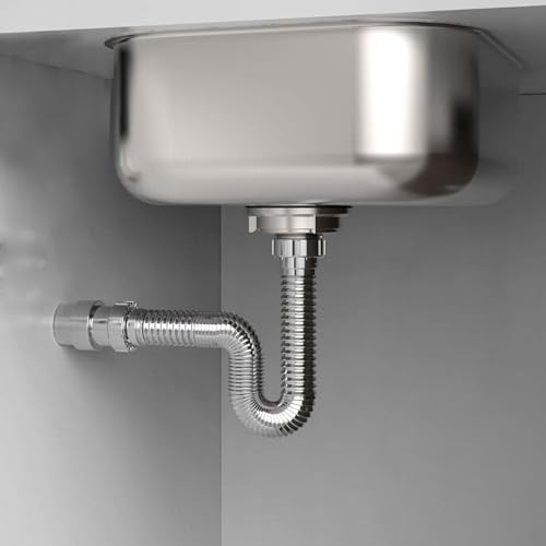 LIPKA Flexible Chrome Finish, PVC Waste Water Drain Outlet Pipe for Basin & Sink – 30 Inch Stretchable Drainage Tube | Waste Outlet Pipe for Kitchen Sink, Bathroom Basin, Washbasin & Drain Connection - Image 1