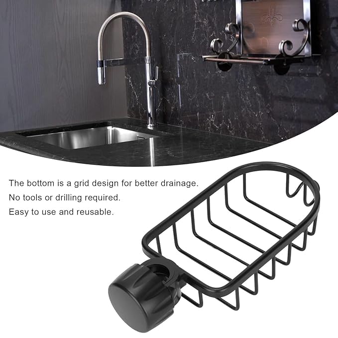 Mixen MIXEN Toilet Storage Rack Without Punching Bathroom Storage Rack Toilet Waterproof Paste Shelf Place Shampoo and Shower Gel Shelf Drain Rack with Soap Holder Storage Basket Black - Image 4