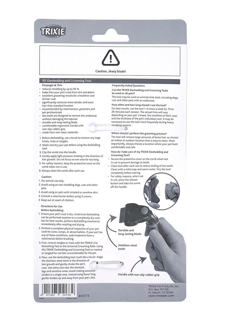 TRIXIE Pet Deshedding and Grooming Tool Small and Medium Dogs 3 x 6 8x14cm - Image 3