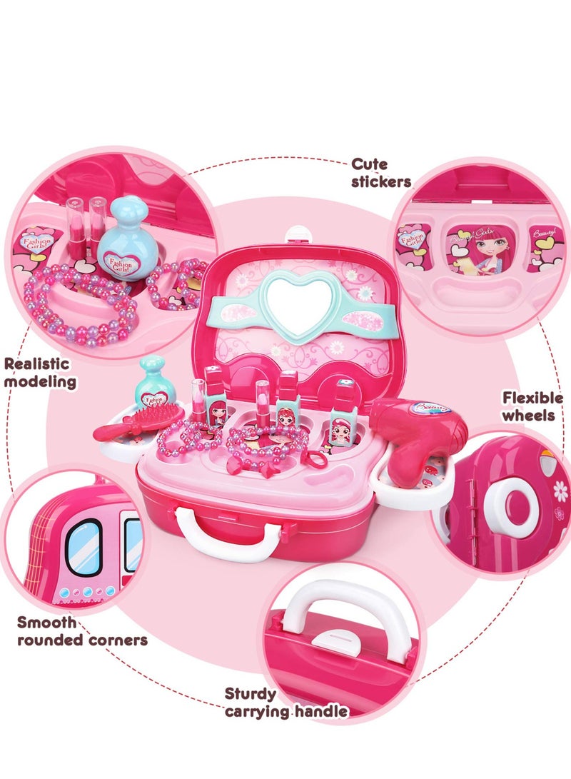 DURKU Role Play Jewelry Kit for Girls Toy Set Princess Suitcase Gift for Kids Children 3 Years Old - Image 3