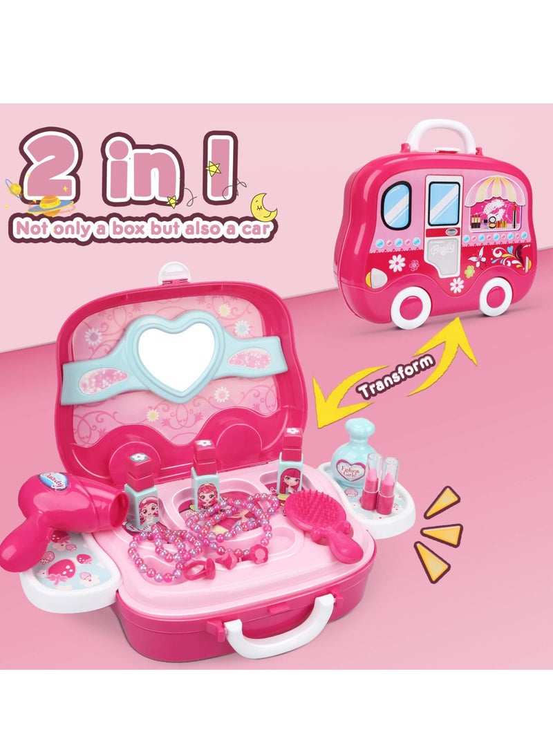 DURKU Role Play Jewelry Kit for Girls Toy Set Princess Suitcase Gift for Kids Children 3 Years Old - Image 4