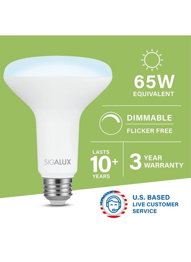 Sigalux - Led Flood Lights Indoor, Br30 Led Bulb 65W Equivalent, Dimmable Recessed Light Bulbs 650Lm 5000K Daylight Can Light Bulbs, E26 Base Bulged Light Bulbs Ul Listed, 6 Pack - Image 1